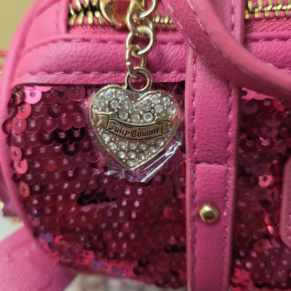 Juicy Couture Mini Barrell Fuchsia Sequin Crossbody Bag NWT - Picture 14 of 14